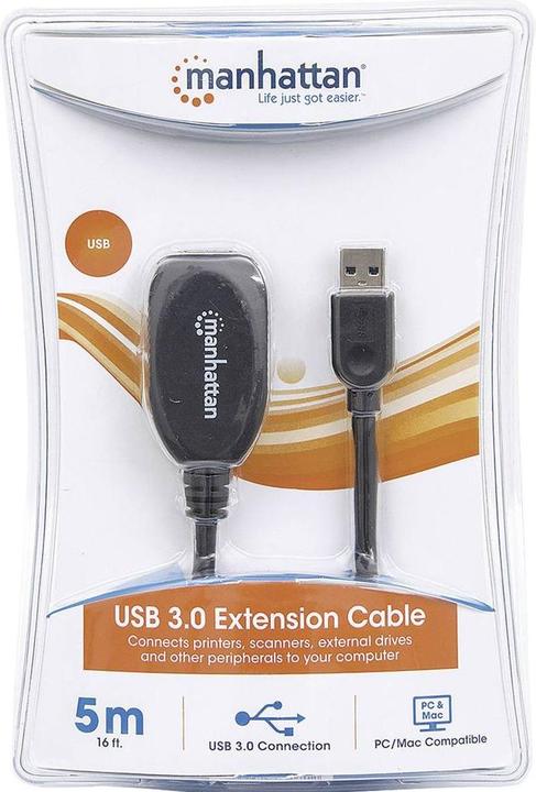Produktbild Manhattan USB 3.0 Verlängerungskabel (5 m, USB 3.2 Gen 1, 4.50 W)