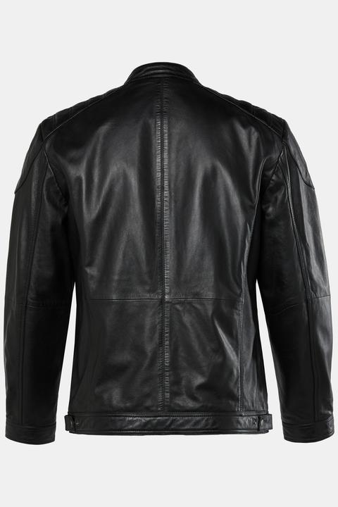 Men+ Leder-Bikerjacke, Leder, Stehkragen, Metallzipper, bis 7 XL