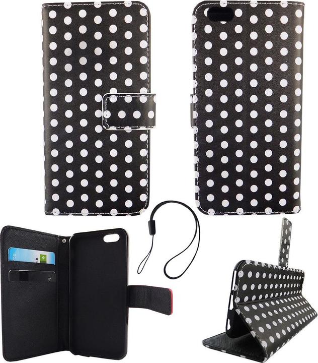 Actual product image König Design Protective Case for Apple iPhone 6 / 6s Polka Dot Black Case Book Style (Apple iPhone 6)