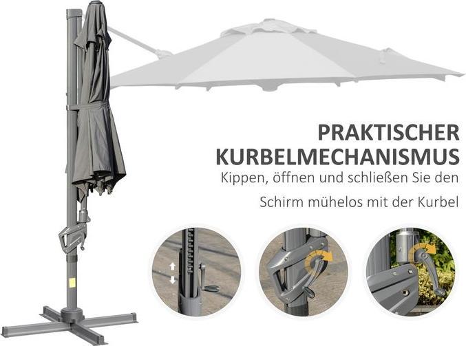Actual product image Swisshandel24 Ø298 cm Crank umbrella Traffic light umbrella with crank mechanism Alu Roma umbrella Tilt angle (2.98 m)