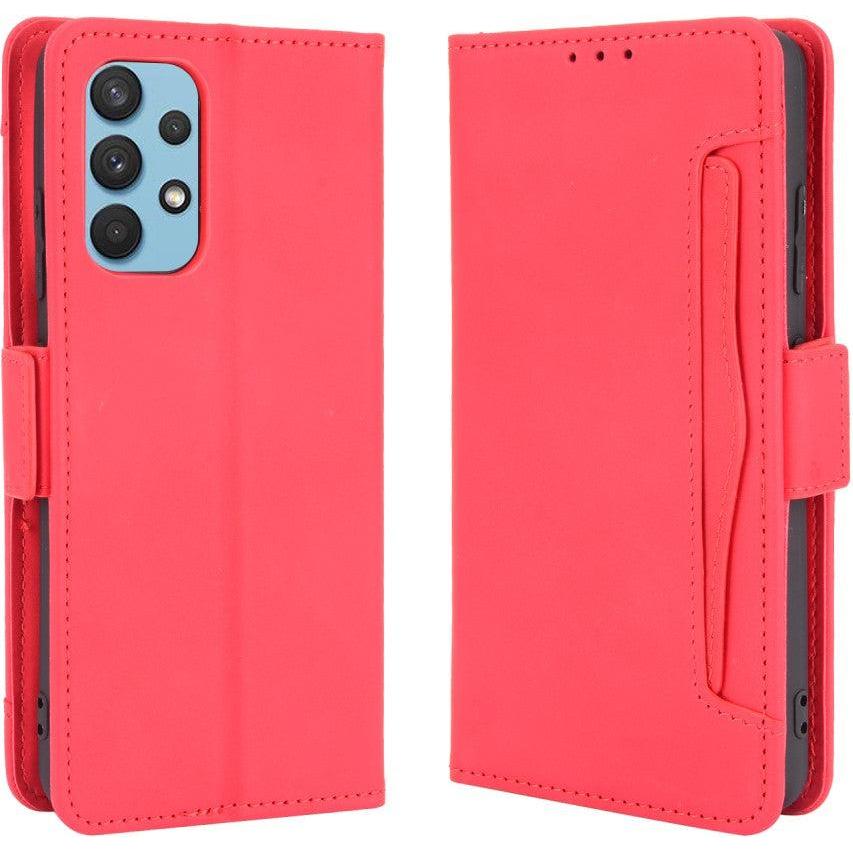 Cover-Discount Galaxy A32 - Etui mit vielen Kartenfächer rot (Samsung Galaxy A32), Smartphone Hülle, Rot