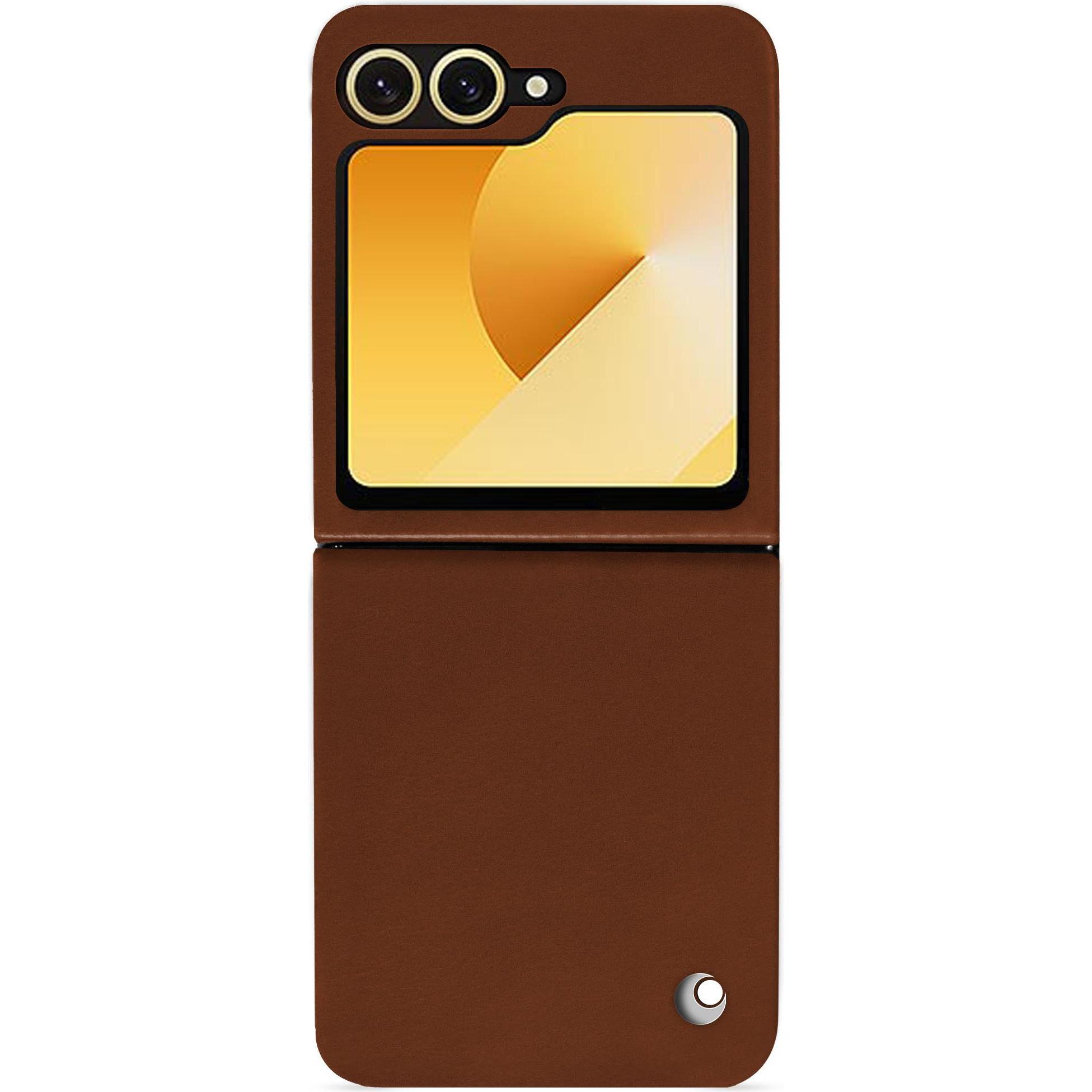Noreve Lederschutzhülle Samsung Galaxy Z Flip6 (Samsung Galaxy Z Flip6), Smartphone Hülle, Braun