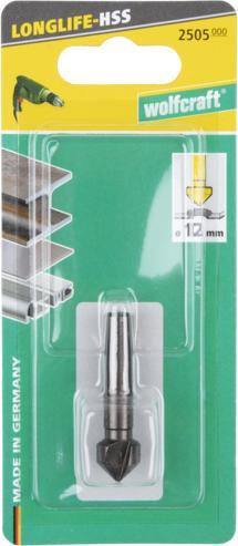 Actual product image wolfcraft 1 countersink HSS, shank 8mm, ø12mm (8 mm)