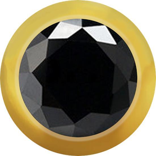 Produktbild Star Piercing Micro Kugel vergoldet mit Kristall schwarz (ohne Messing, Chirurgenstahl 316L)