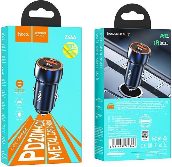 Produktbild Hoco Z46A, 20W, 3A, 1 x USB-A - 1 x USB-C, blau