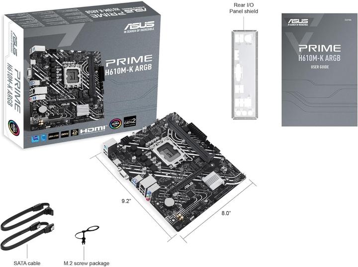 Immagine prodotto ASUS MB PRIME -K ARGB Intel,1700,DDR5,mATX (LGA 1700, Intel H610, mATX)