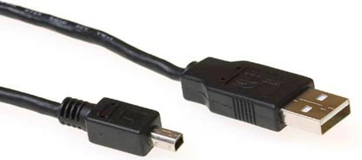 Produktbild ACT USB 2.0 A 4 pin Mini B 1.8m USB A Mini-USB B Männlich Männlich Schwarz USB Kabel (1.80 m, USB 2.0)