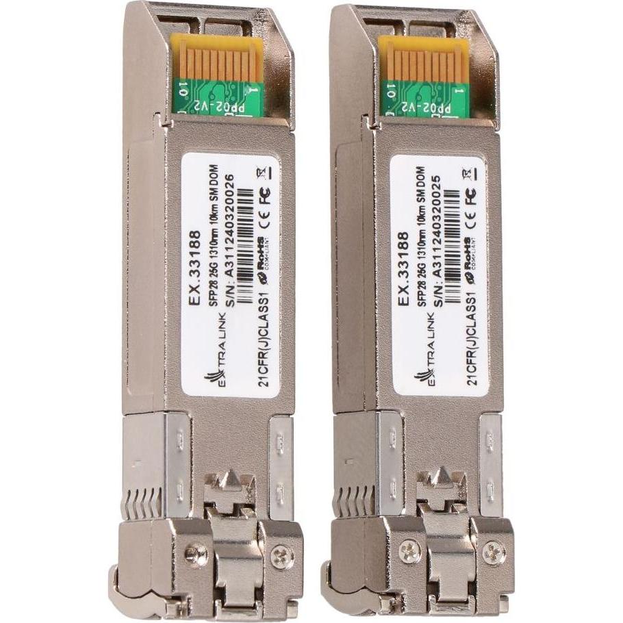 Thumbnail - Extralink SFP28 25G 2er-Pack SFP28-Modul 25 Gbit/s LC/UPC Duplex 1310 nm 10 km Single-Modus, Transceiver