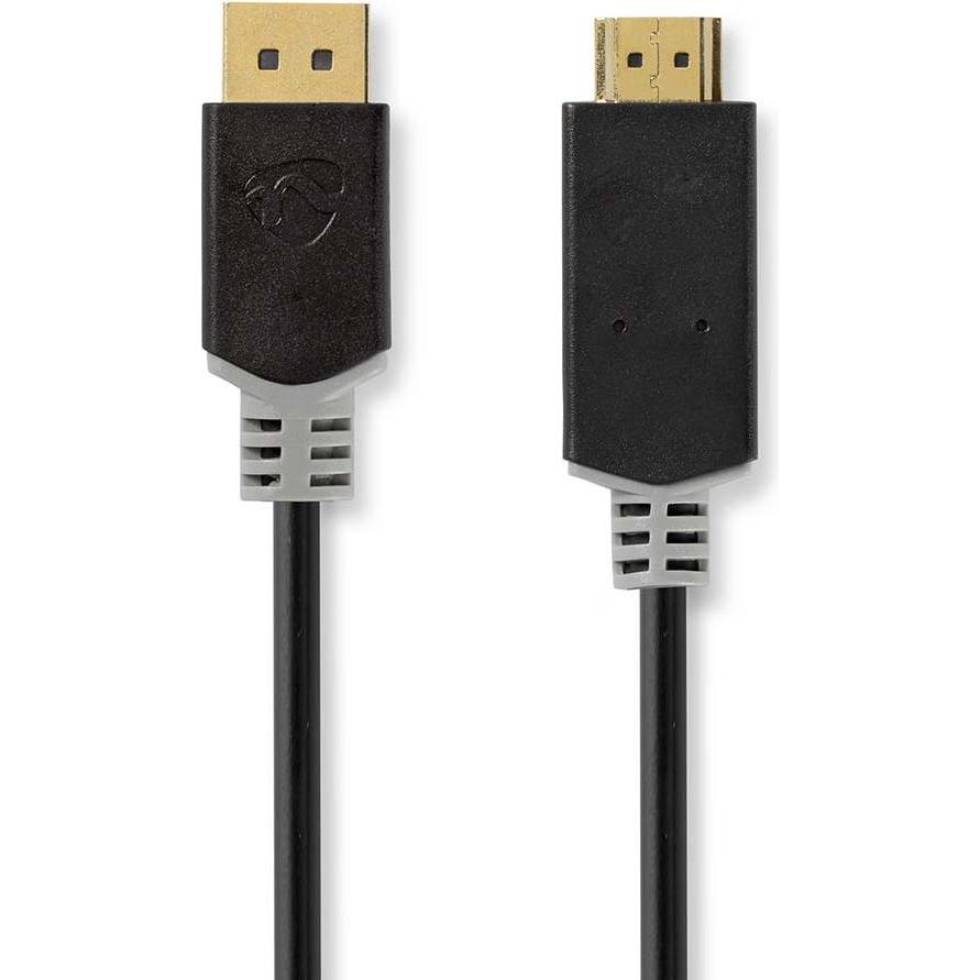 Nedis Displayport-Kabel DisplayPort Stecker HDMI™ Stecker 4K@30Hz Vergoldet 1.00 m Rund (1 m, DisplayPort), Video Kabel