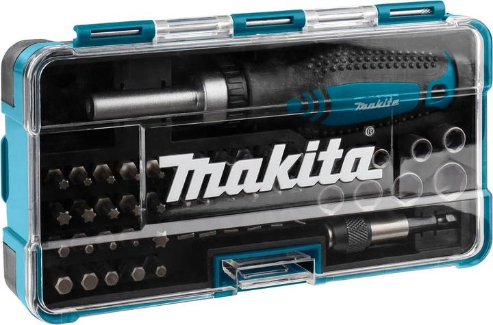Produktbild Makita Ratschen und Bit-Set (Innensechsrund TX M10, Innensechsrund TX M15, Innensechsrund TX M20, Innensechsrund TX M30, Kreuz Phillips PH M1, Kreuz Phillips PH M2, Kreuz Pozidriv PZ M1, Kreuz Pozidriv PZ M2, Kreuz Phillips PH M3, Innensechsrund TX M40)