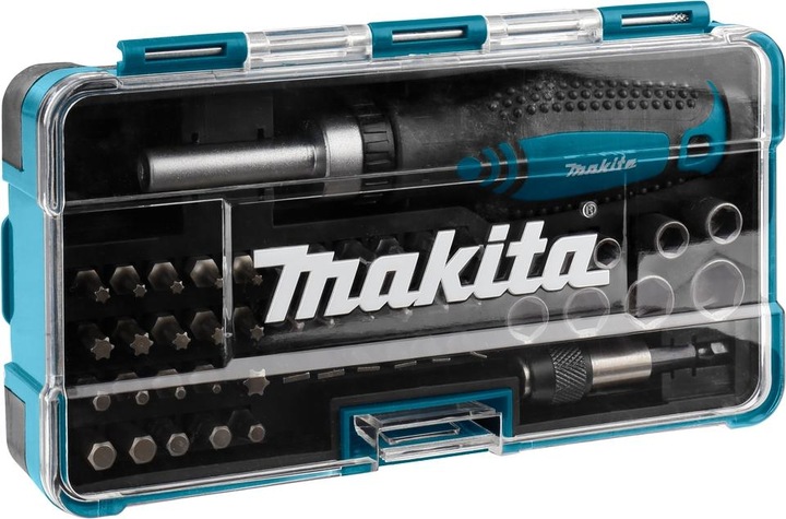 Produktbild Makita Ratschen und Bit-Set (Innensechsrund TX M10, Innensechsrund TX M15, Innensechsrund TX M20, Innensechsrund TX M30, Kreuz Phillips PH M1, Kreuz Phillips PH M2, Kreuz Pozidriv PZ M1, Kreuz Pozidriv PZ M2, Kreuz Phillips PH M3, Innensechsrund TX M40)