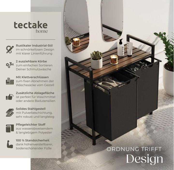 Actual product image tectake Laundry sorter with shelf (46 l)