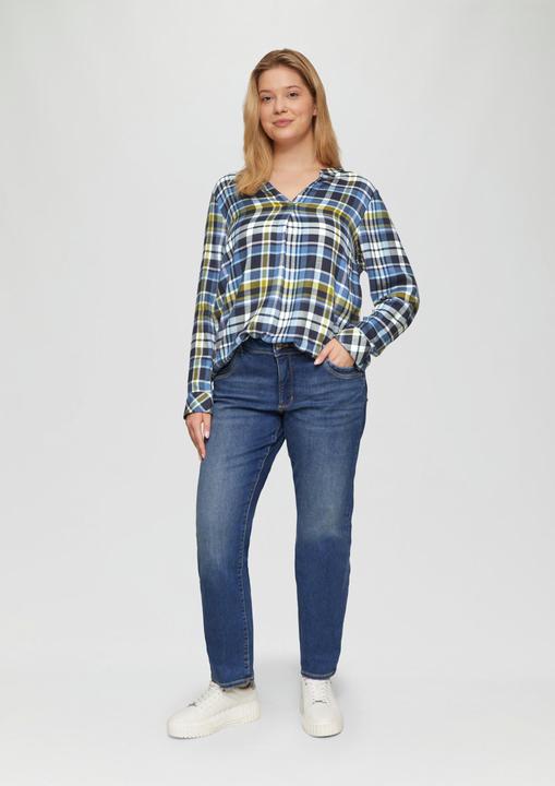 Actual product image S.Oliver Bluse Karierte Bluse aus Viskosemix und Krempel-Detail (50)