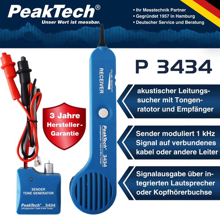 Produktbild Peaktech P 3434 Leitungssuchgerät / Stromkreisdetektor