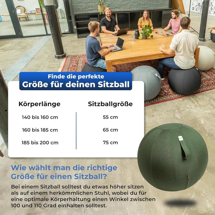 Immagine prodotto Backerz Ergonomischer Büro-Sitzball mit Leinenbezug (65 cm) (65 cm)