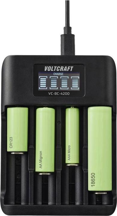 Produktbild Voltcraft VC-BC-4200 Rundzellen-Ladegerät NiMH, LiIon Mignon (AA), Micro (AAA) (1 Stk., 10440, 14500, 16340, 17500, 17670, 18350, 18490, 18650, AA, AAA)