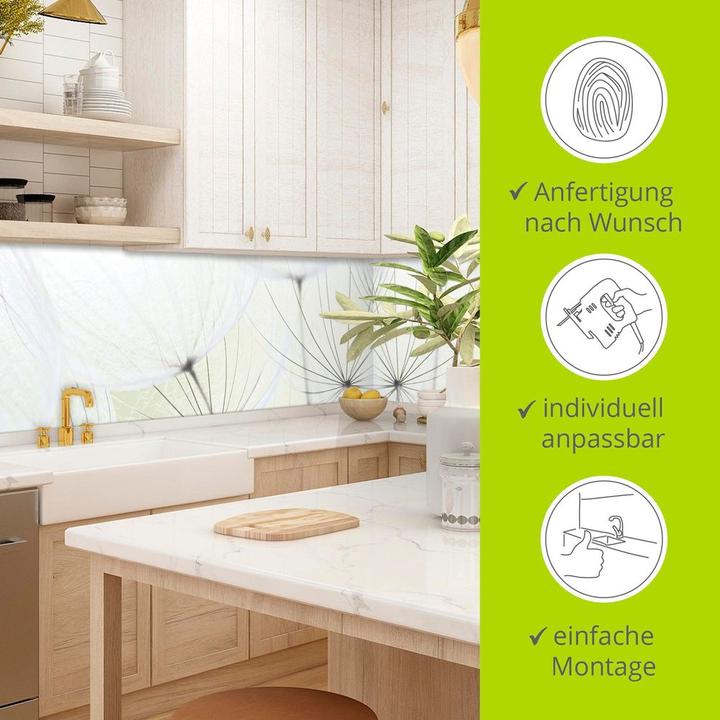 Actual product image Artland Brightened aluminium kitchen splashback dandelion seeds