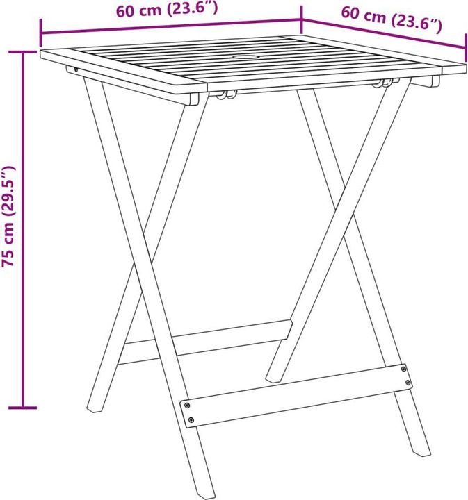 Productafbeelding VidaXL 3-delige bistroset stof en (60 cm)