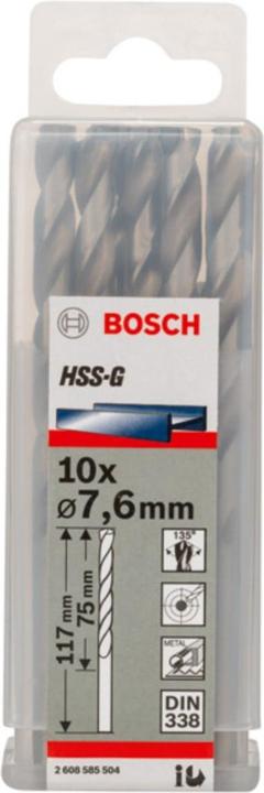 Actual product image Bosch Professional Zubehör PRO Metal HSS-G twist drill, 7.6 x 75 x 117 mm (7.6 mm)