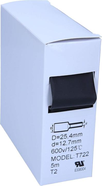 Actual product image Kalitec 5m heat shrink tubing black from 25.4mm to 12.7mm I 2:1 I Industrial quality from German dealer (1 x)