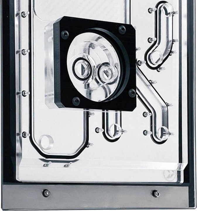 Actual product image Stealkey Customs Lian Li O11D Mini Front MK2 D5 Distroplate - Acrylic - Black
