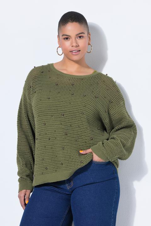 Produktbild Studio Untold Pullover, Boxy Shape, Lochstrick, Zierperlen, Langarm (42, 44)