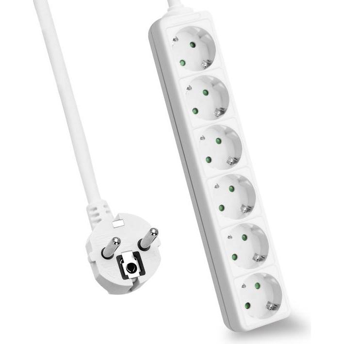 Helos, Steckdosenleiste, Steckdosenleiste CLASSIC, 6-fach, weiss, 3,0m, ohne Schalter (6 x, 3 m)