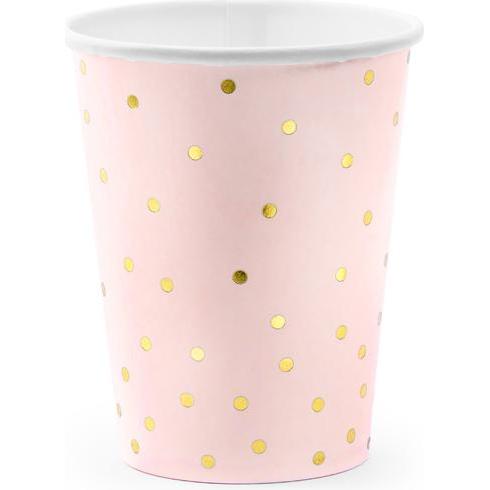 Partydeco, Einweggeschirr, Cups Polka Dots, light pink, 260 ml (1 pkt / 6 pc.) (6 x)