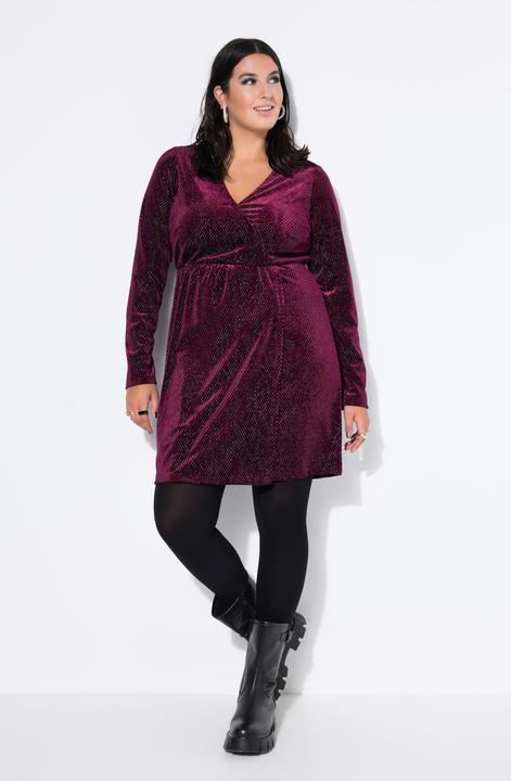 Produktbild Studio Untold Samtkleid, A-Line, Glitzereffekt, Wickeloptik, Langarm (54)