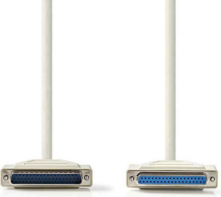 Actual product image Nedis Serial cable D-Sub 25-pin male D-SUB 25-pin female Nickel-plated round PVC Ivory Plastic (5 m)