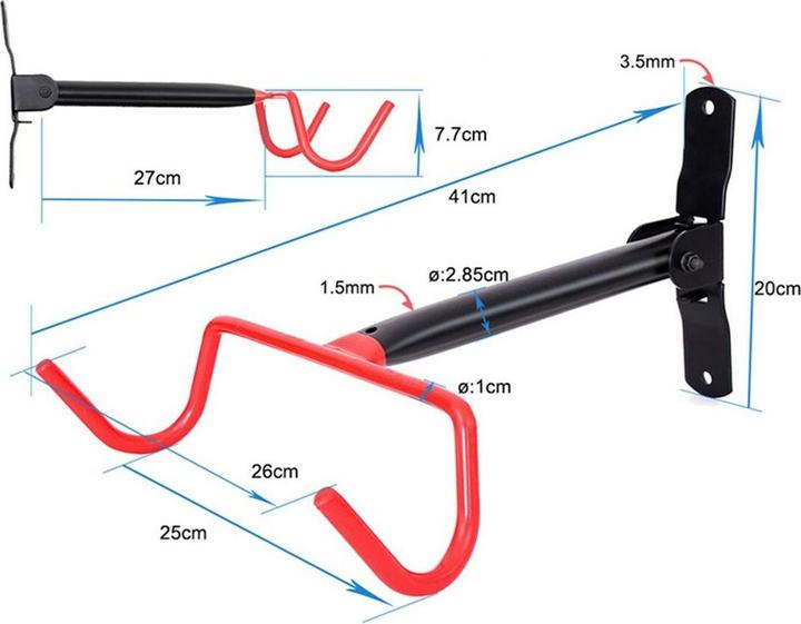 Produktbild Maclean Uchwyt wieszak rowerowy ścienny poziomy stal max. obciążenie 30kg, MC-430
