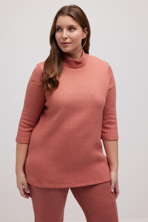 Produktbild Ulla Popken Sweatshirt, Jacquard, Stehkragen, 3/4-Arm (46, 48)