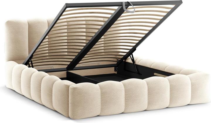 Actual product image Micadoni Boucle Storage Bed with Headboard, "Lupine", Beige, 226x186x95 Made in Europe (160 x 200 cm)
