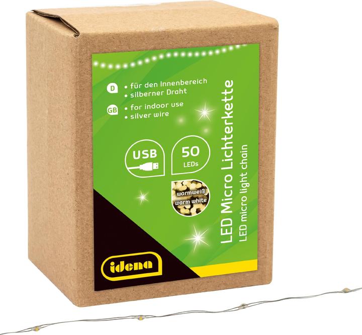 Produktbild Idena Lichterkette 50 Micro LED ww USB (2.75 m)
