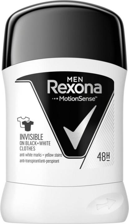 Image du produit Rexona Invisible sur les vêtements noirs et blancs (Stick, 50 ml)
