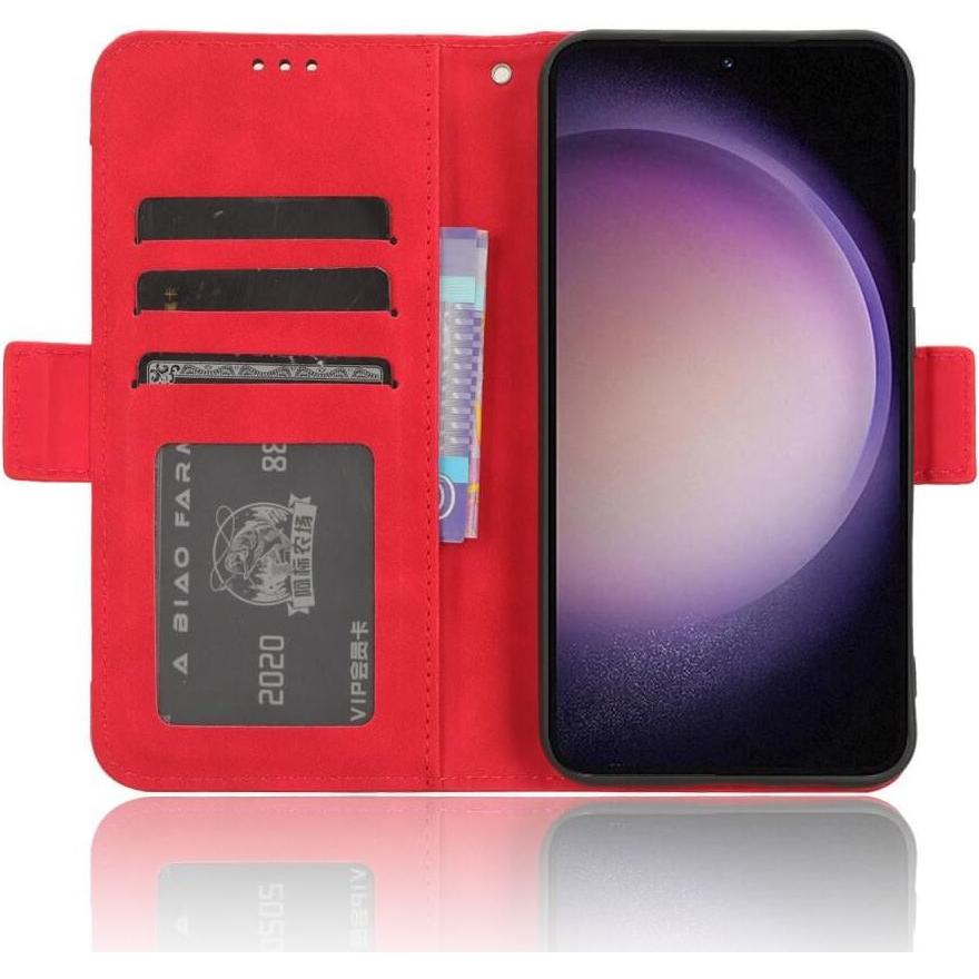 Thumbnail - Cover-Discount Galaxy S23 FE - Etui mit vielen Kartenfächer rot (Samsung Galaxy S23 FE), Smartphone Hülle, Rot