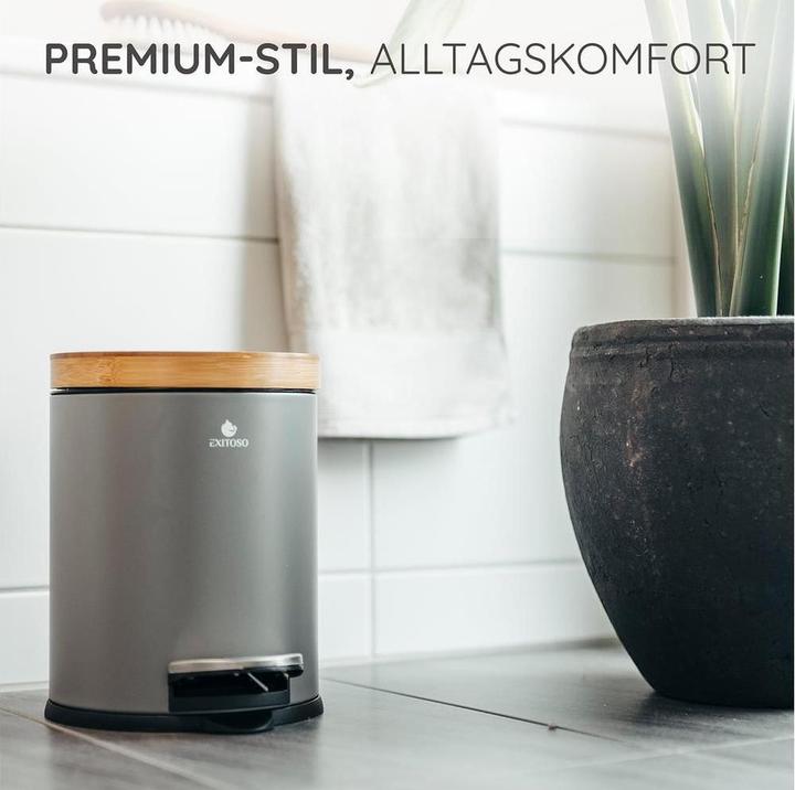 Immagine prodotto Exitoso Tretmülleimer mit Softclose-Deckel 5 l, Grau (5 l)