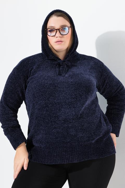 Produktbild Ulla Popken Chenille-Hoodie, Kapuze, Kordel, Langarm (50, 52)