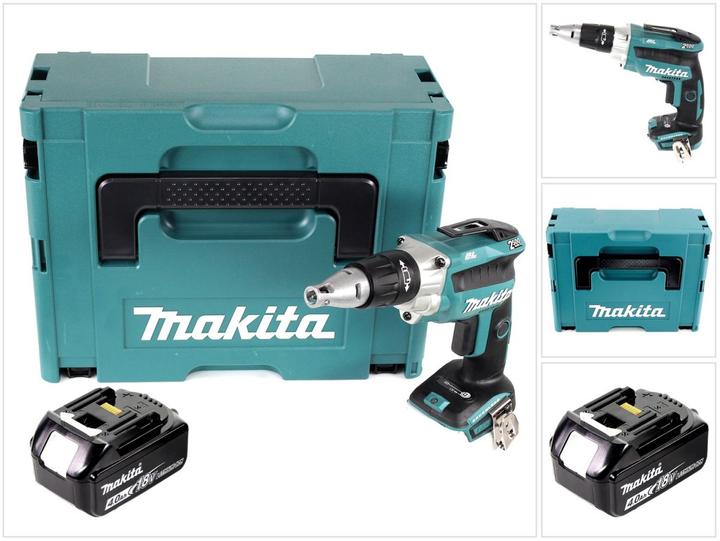 Immagine prodotto Makita DFS 250 M1J Avvitatore per cartongesso a batteria 18V / brushless in valigetta Makpac + 1x B (Batteria ricaricabile)