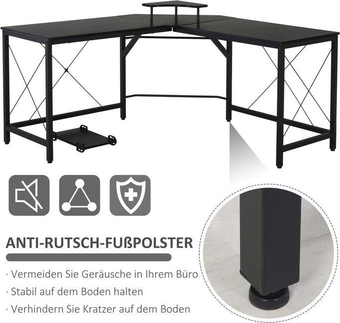 Actual product image Swisshandel24 Corner desk L-shaped computer desk Desk with monitor stand, office desk in industrial design