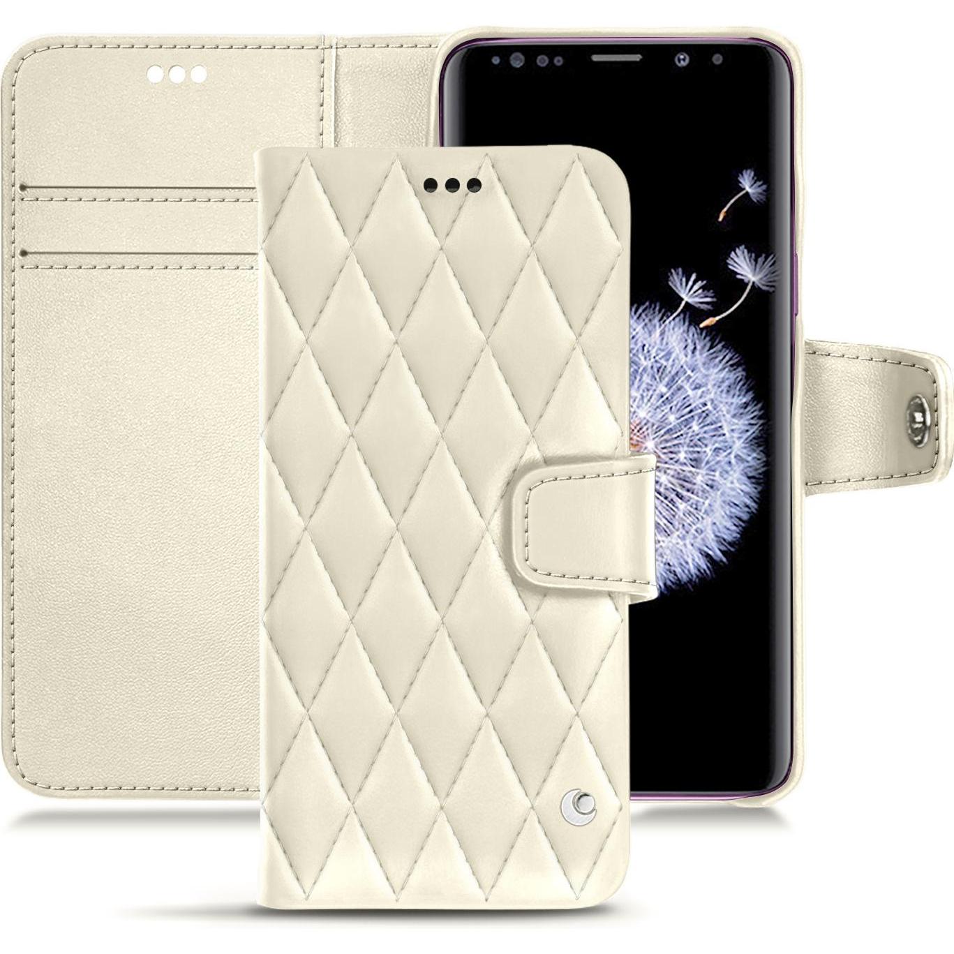 Noreve Lederschutzhülle Wallet (Samsung Galaxy S9+), Smartphone Hülle, Weiss