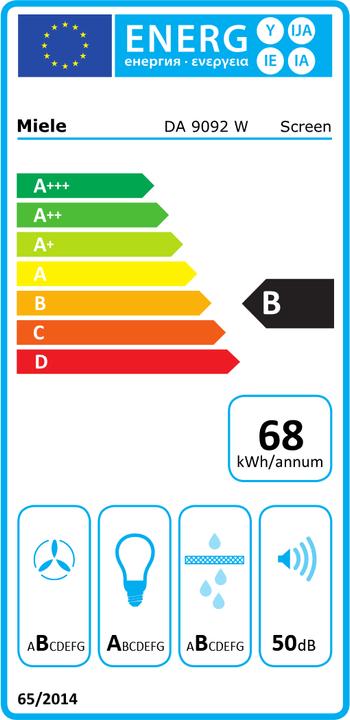 Label énergétique Miele DA 9092 W Screen (Hotte murale)