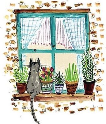 Taurus Kunstkarten Postkarte Aquarell Fenster (1 Stk.)