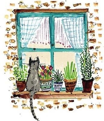 Produktbild Taurus Kunstkarten Postkarte Aquarell Fenster