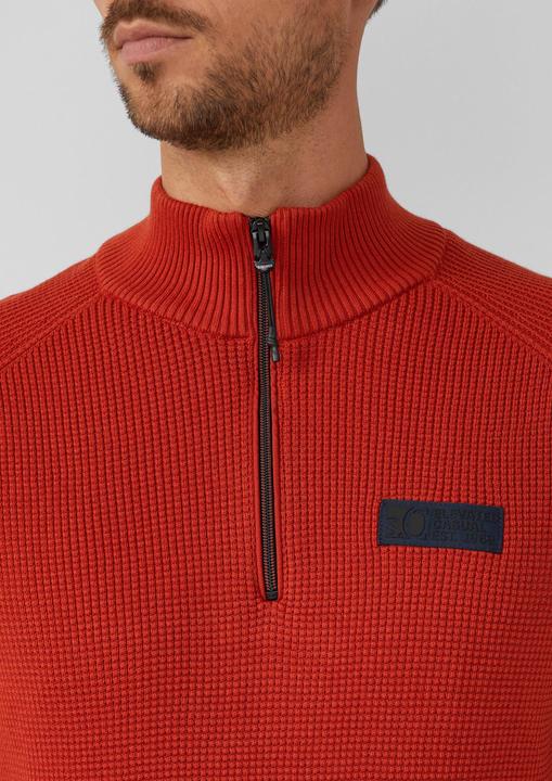 Produktbild s.Oliver Strickpullover Pullover aus Strukturstrick mit Troyer-Kragen (L)