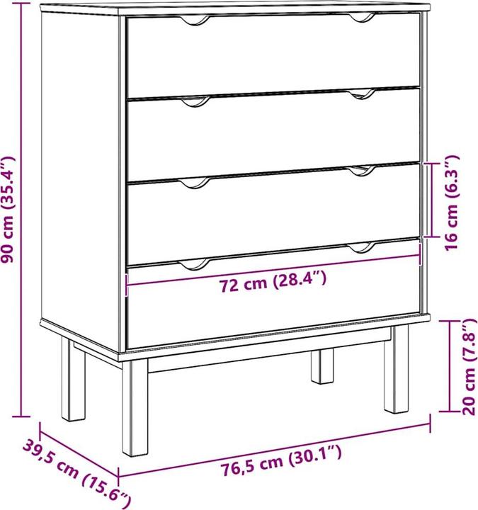 Image du produit vidaXL Schubladenschrank (76.50 x 39.50 x 90 cm)