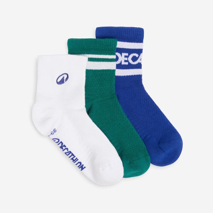 Decathlon Socken Low 3er-Pack - blau/grün (3er Pack, 39 - 42)