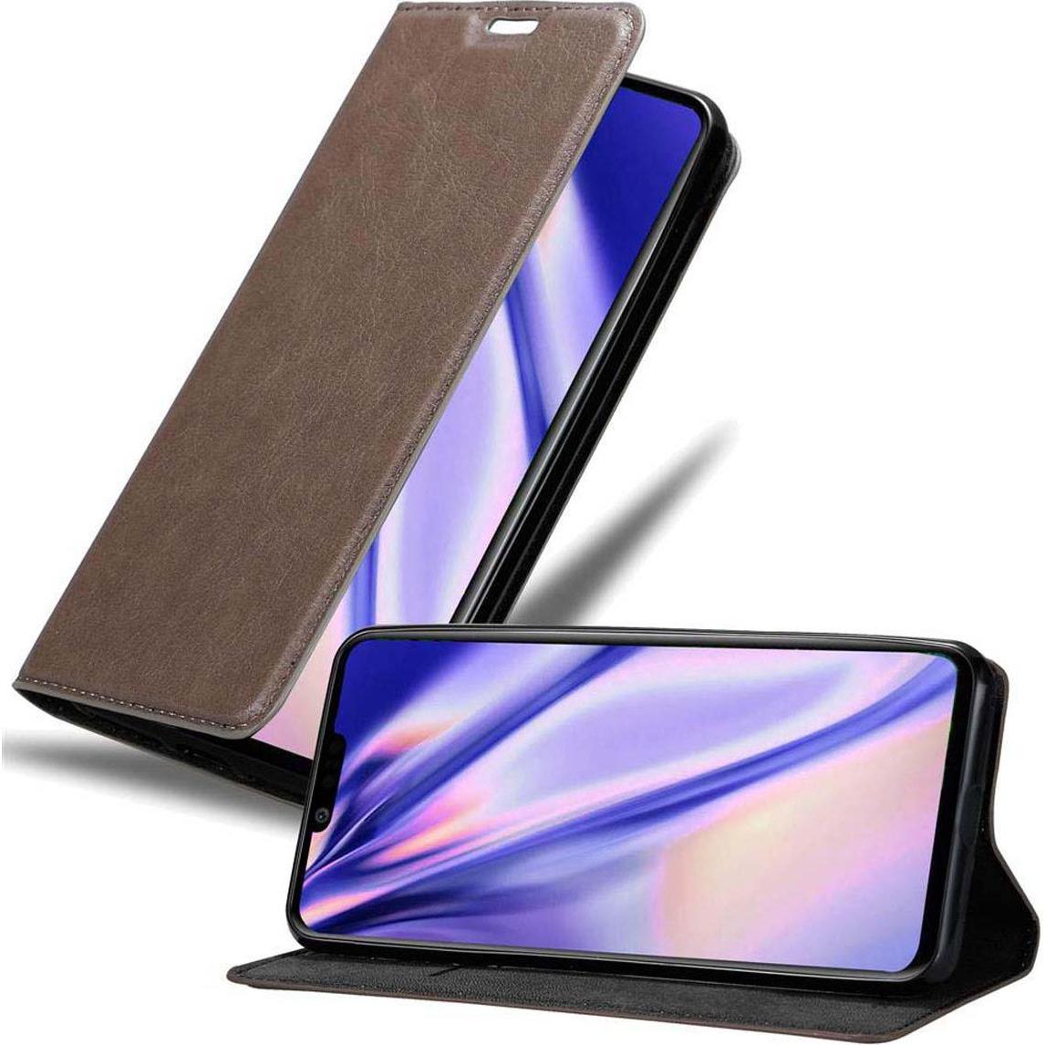 Cadorabo Book Invisible Magnet Cover (LG G8), Smartphone Hülle, Braun