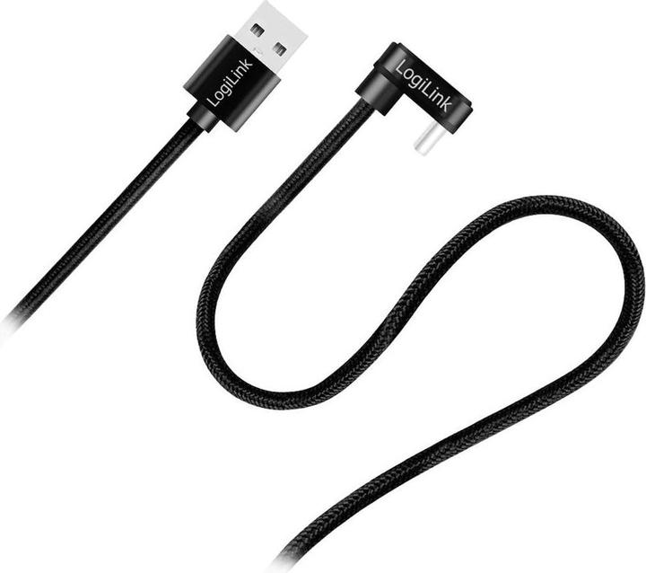 Immagine prodotto LogiLink Cavo USB 2.0 Type-C, C/M 180° a USB-A/M, alluminio, nero, 2 m (2 m, USB 2.0, 20 W)