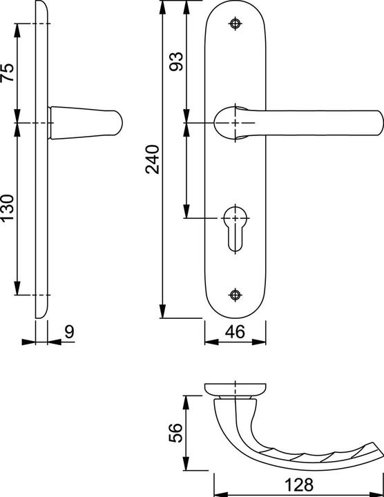 Produktbild Hoppe Drückergarnitur TOKYO - auf Schild PZ 88, 37 - 42, 8/8,5 silber eloxiert ÖNORM (Türgriff)